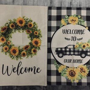 Spring or Summer Garden Flag Yard Banners Set of 2